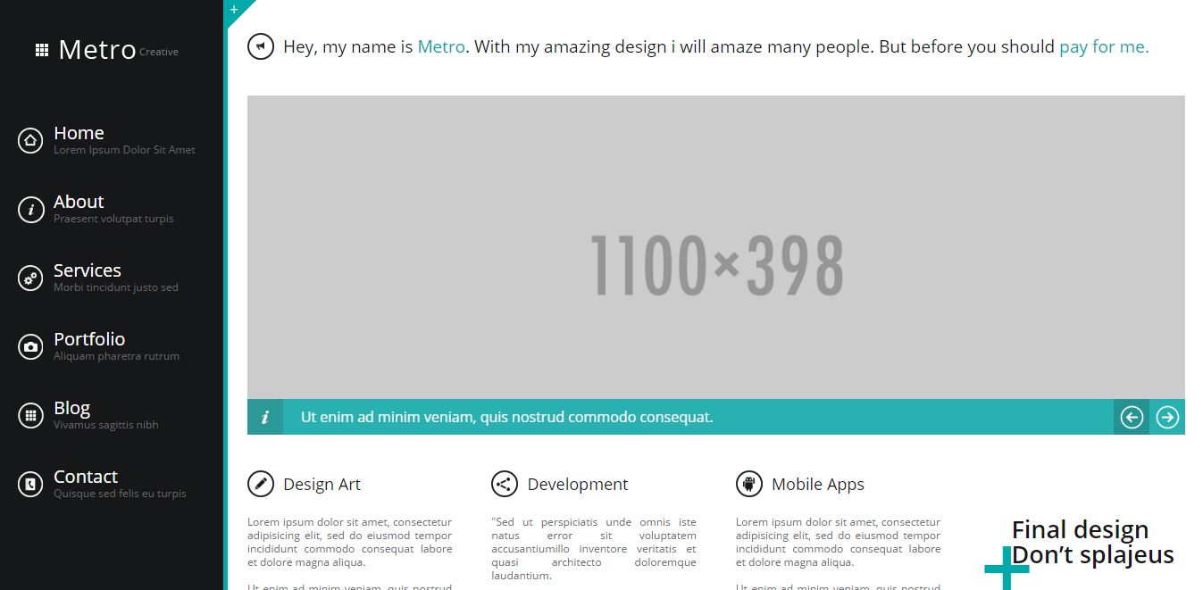 Metro — HTML шаблон для сайта в стиле Metro UI