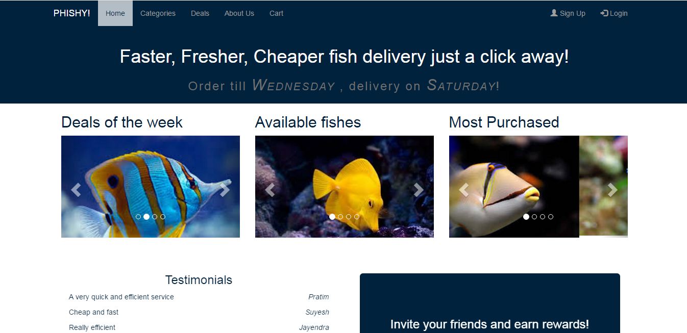 Startup website to buy fish HTML шаблон